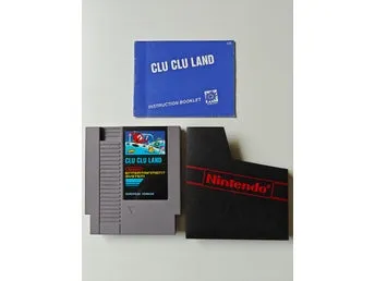 Clu Clu Land NES (5 skruvar, SCN) Bergsala - Kassett, manual & dust cover