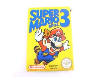 SPEL SUPER MARIO BROS 3, Nintendo NES, 8-bit, manual, skadad kartong