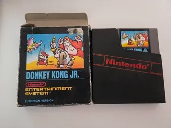 Donkey Kong Jr. NES European Version – 5 skruvar – Box Originalinlägg – Testat